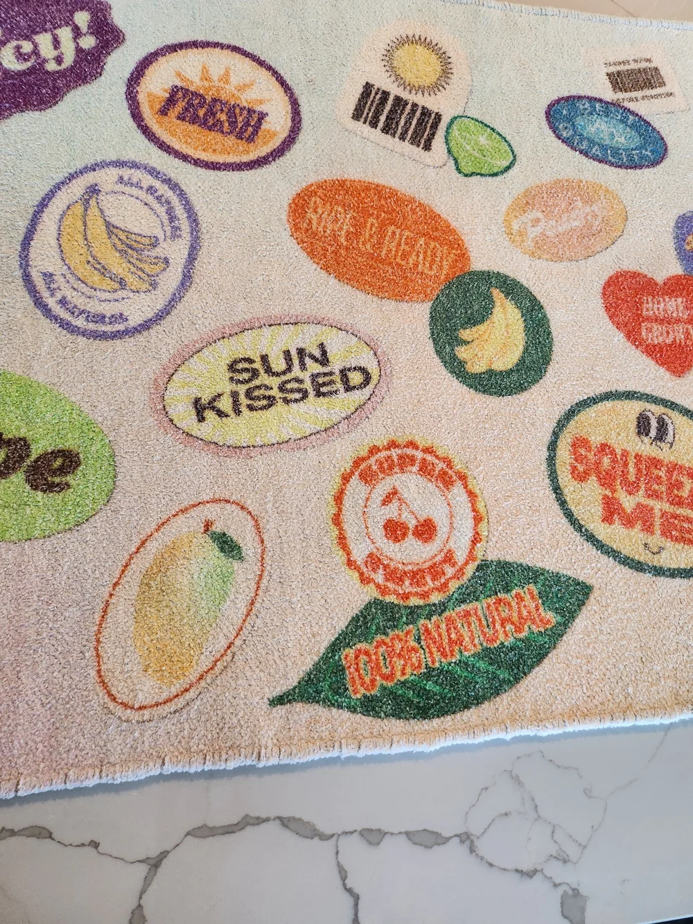Urban Outfitters Multicolor Fruit Patch Door Mat - White Base